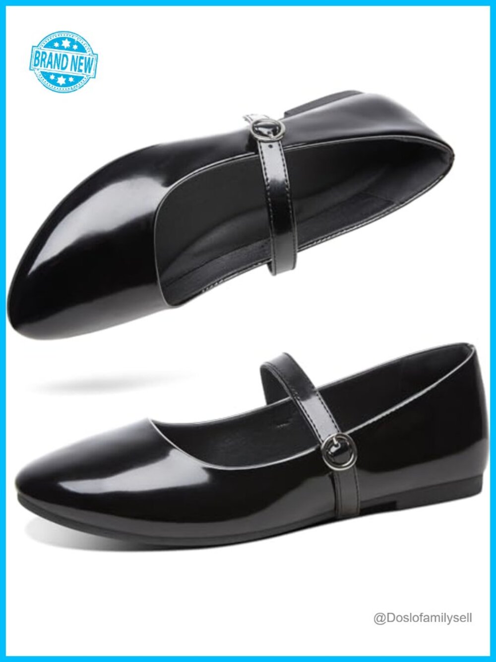 Mary Jane PU-Leather Flats Womens Round Toe Dress Ballet Office Work Shoes